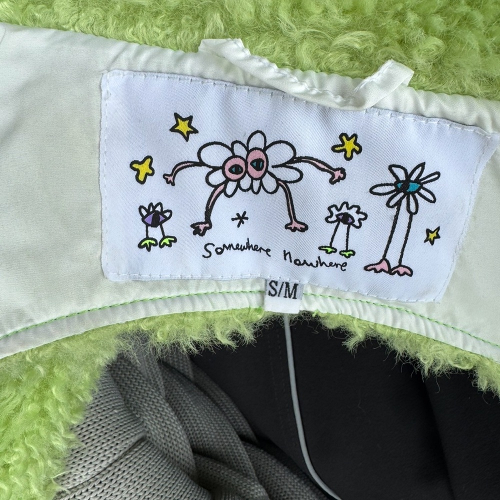 Lime Green Cropped Teddy Jacket with Collar size S/M - Picture 8 of 8